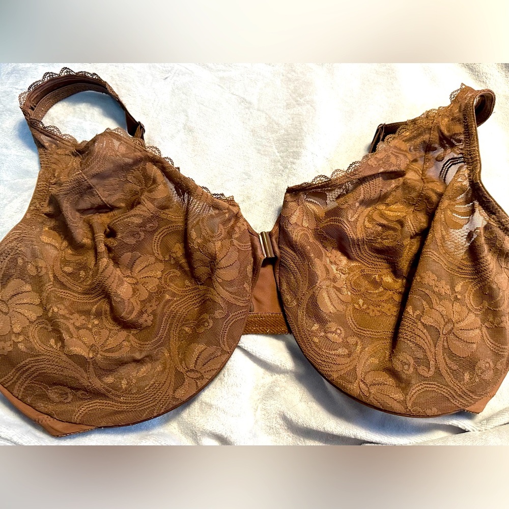 Glamorise lace full coverage bra- brown size 46F